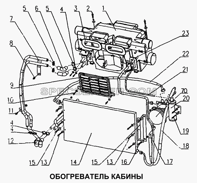 Обогреватель кабины для Howo (список запасных частей)