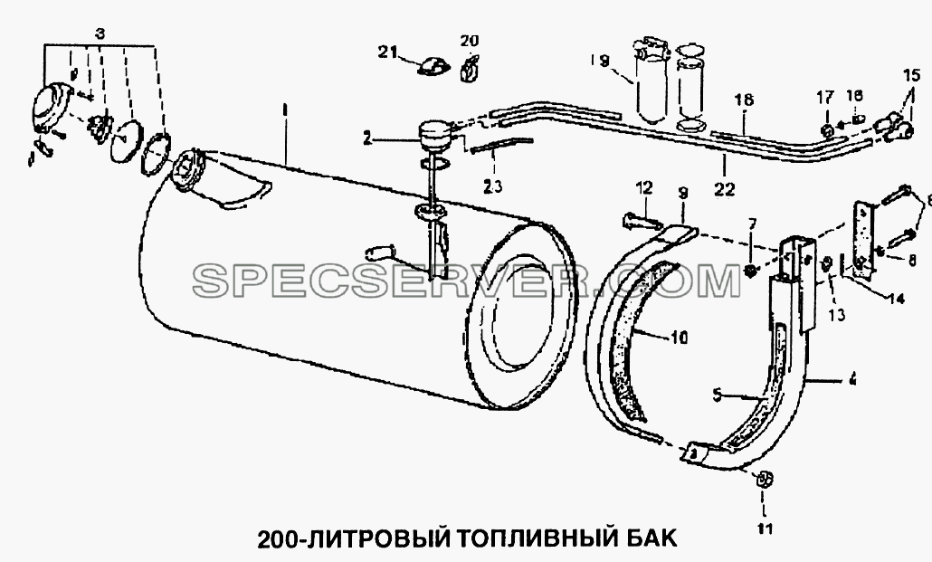 Топливный бак 200л для Howo (список запасных частей)