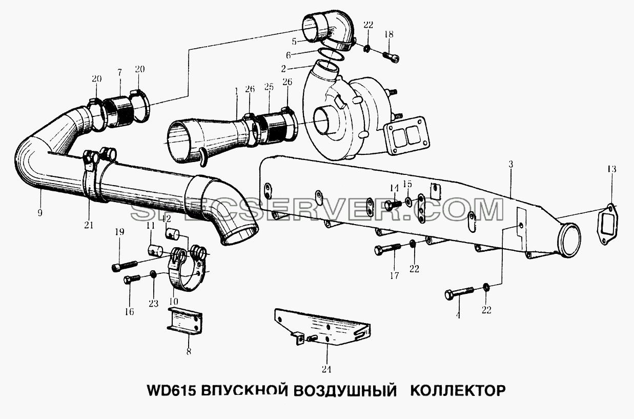 Впускной воздушный коллектор для Howo (список запасных частей)