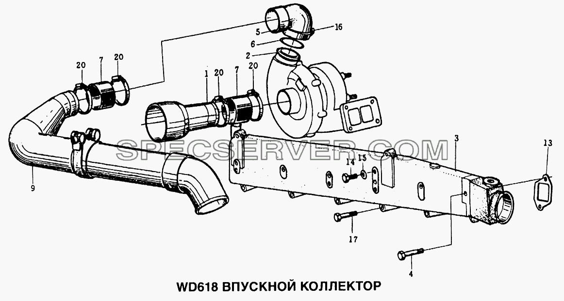 Впускной коллектор для Howo (список запасных частей)
