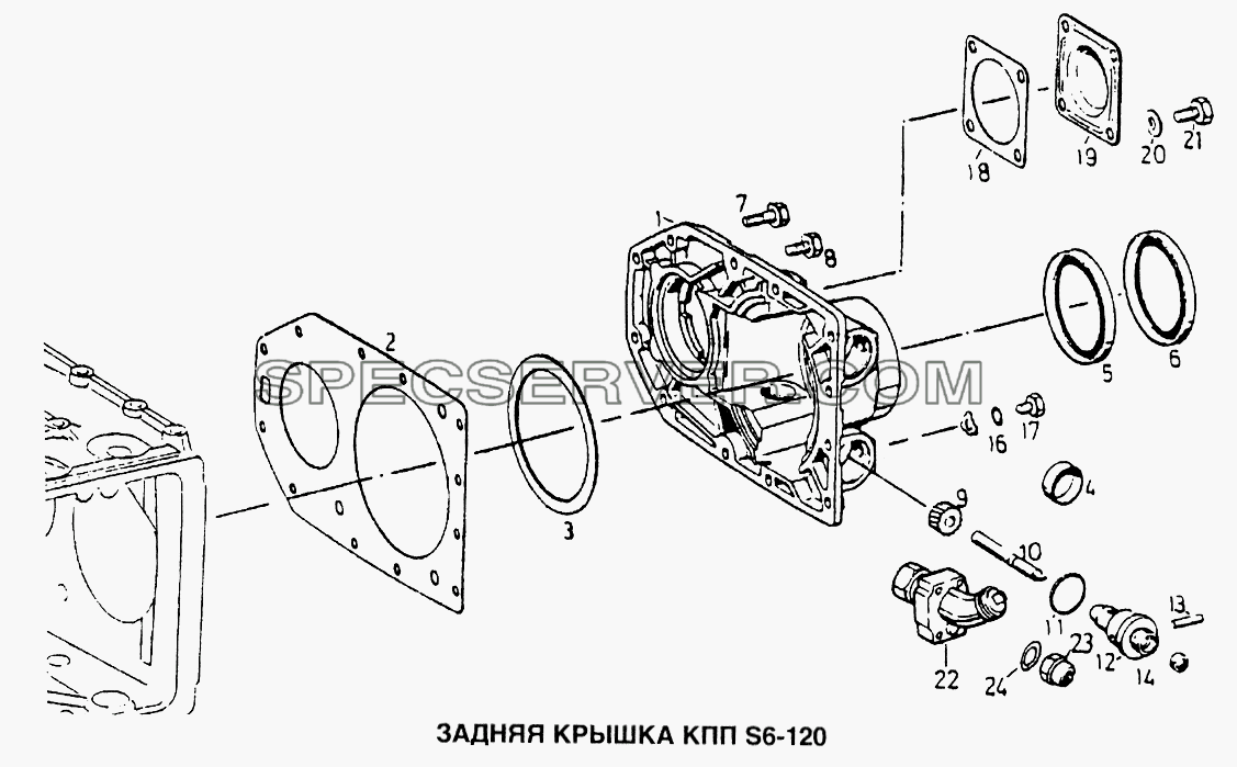 Задняя крышка КПП S6-120 для Howo (список запасных частей)