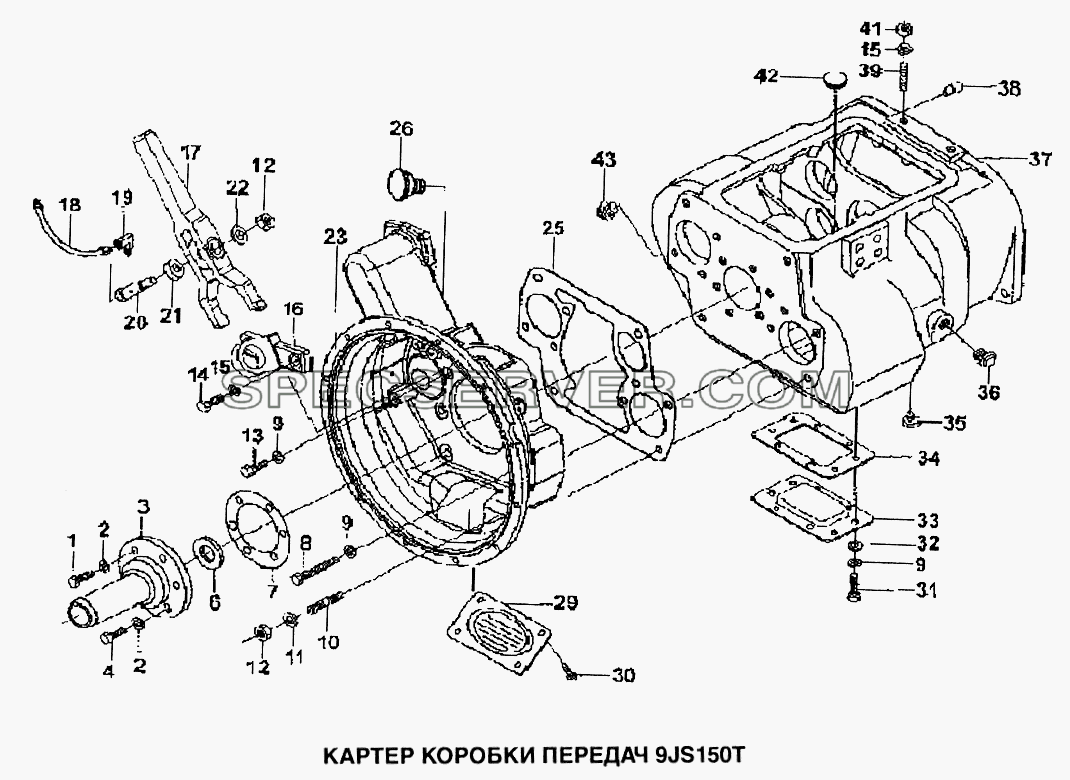 Картер коробки передач 9JS150T для Howo (список запасных частей)