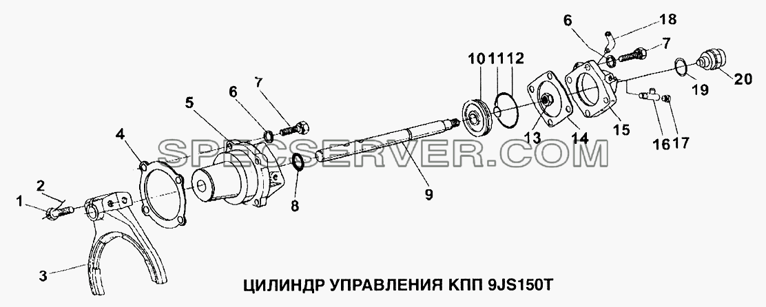 Цилиндр управления КПП 9JS150T для Howo (список запасных частей)
