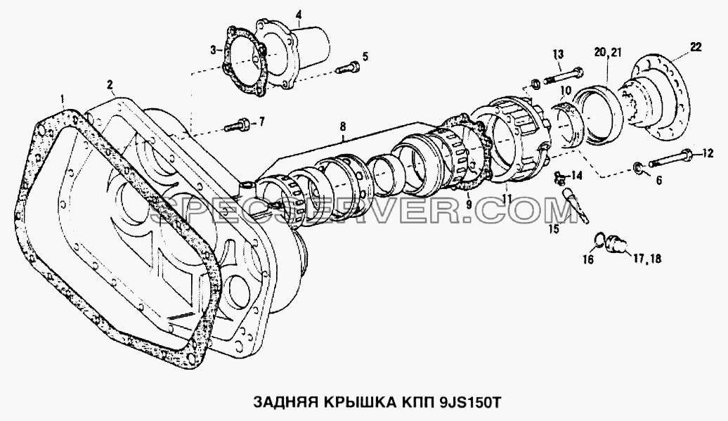 Задняя крышка КПП 9JS150T для Howo (список запасных частей)