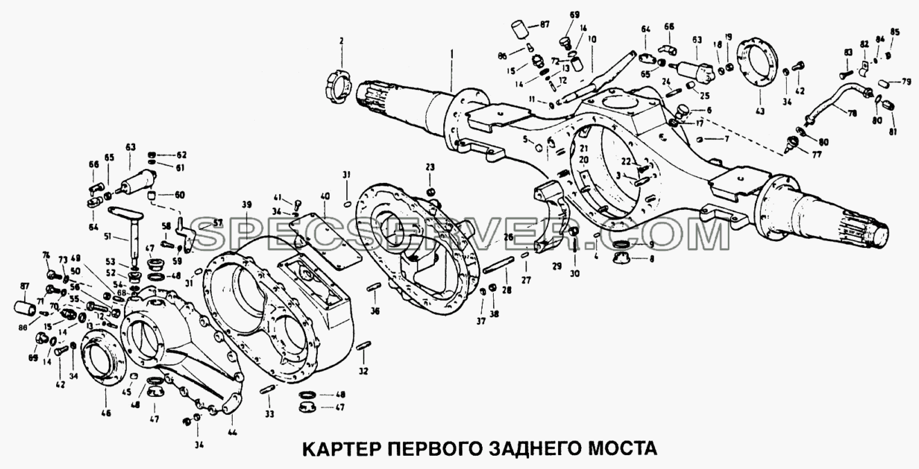 Картер первого заднего моста для Howo (список запасных частей)