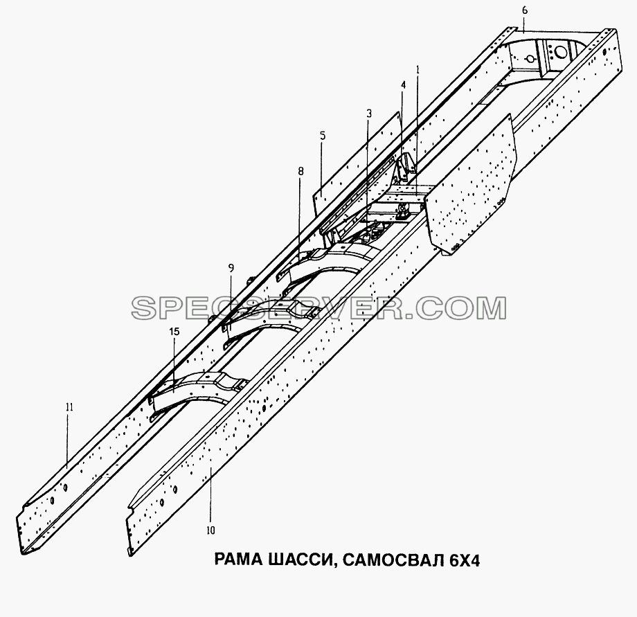 Рама шасси, самосвал 6x4 для Howo (список запасных частей)