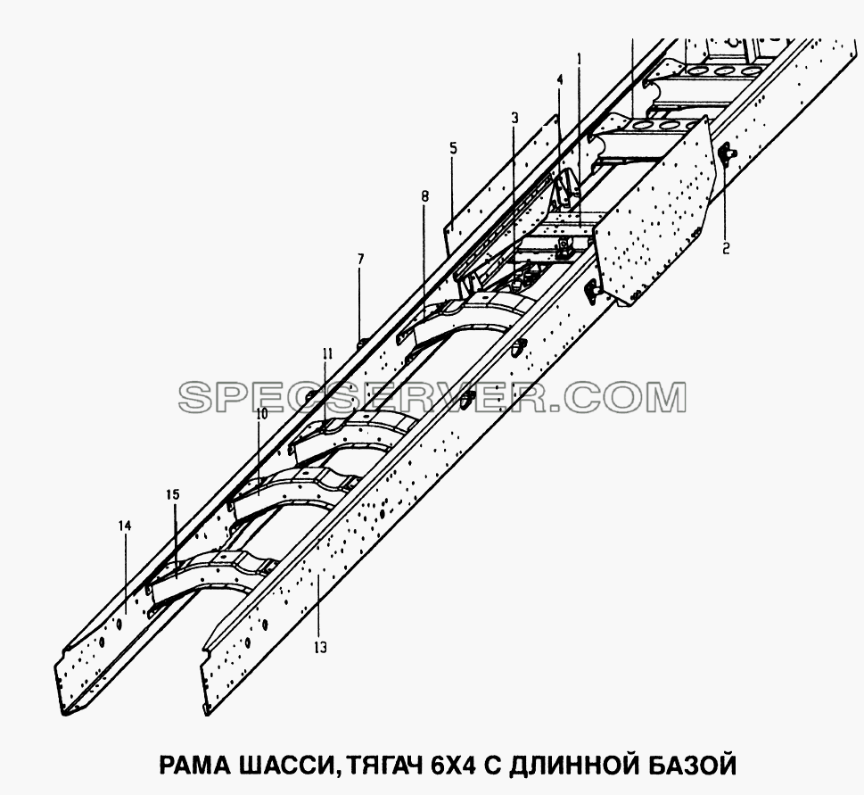 Рама шасси, тягач 6x4 с длинной базой для Howo (список запасных частей)