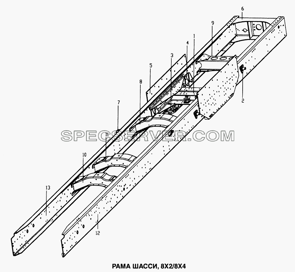 Рама шасси, 8x2/8x4 для Howo (список запасных частей)