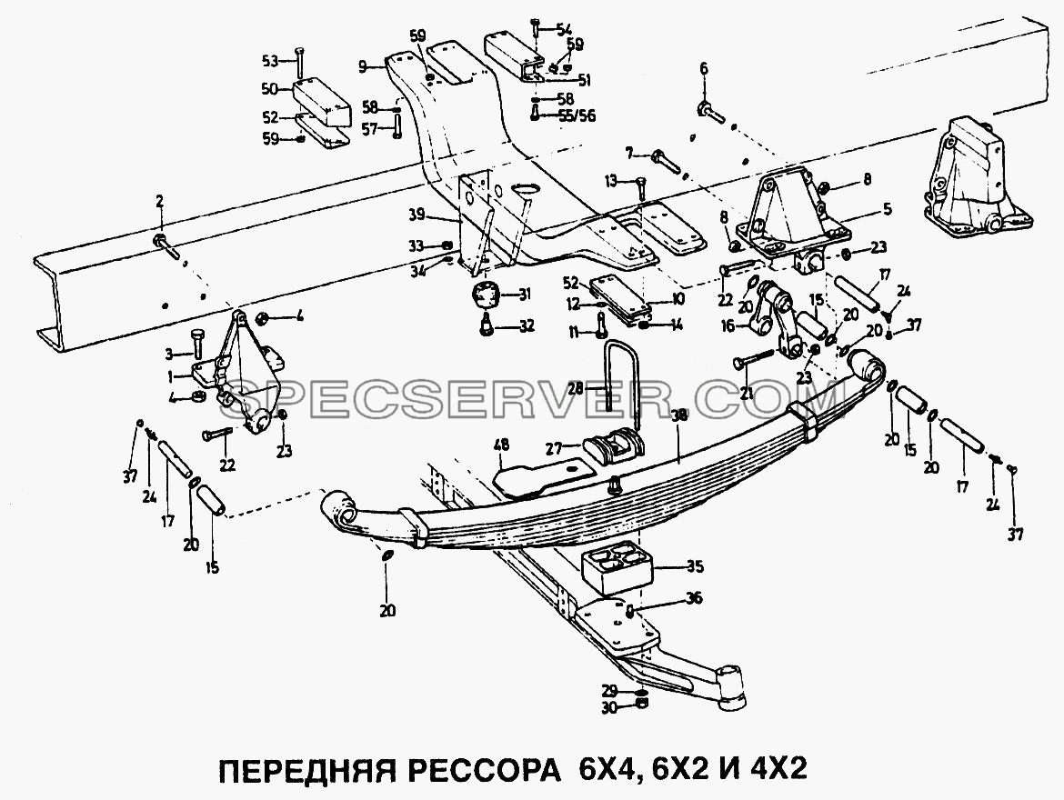 Передняя рессора 6x4, 6x2 и 4x2 для Howo (список запасных частей)