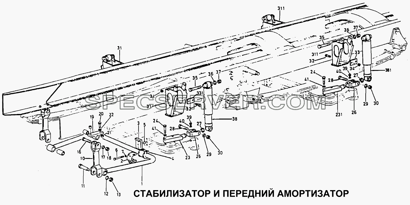 Стабилизатор и передний амортизатор для Howo (список запасных частей)