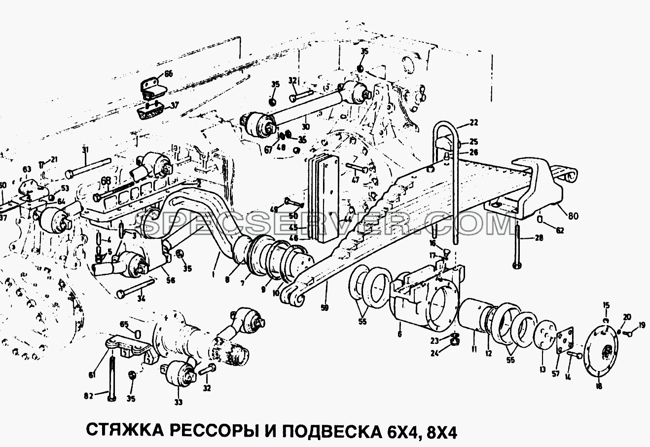 Стяжка рессоры и подвеска 6x4, 8x4 для Howo (список запасных частей)