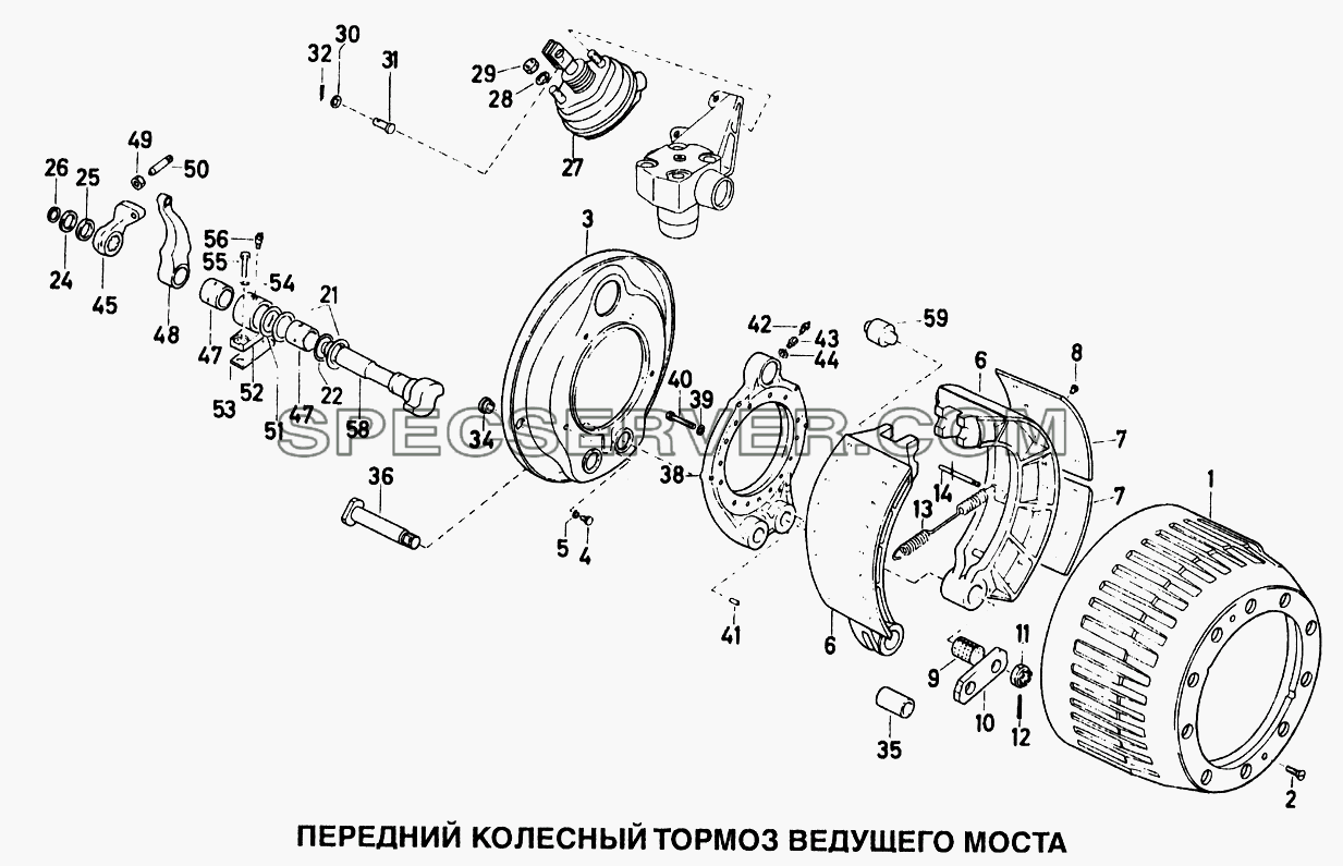 Передний колесный тормоз ведущего моста для Howo (список запасных частей)