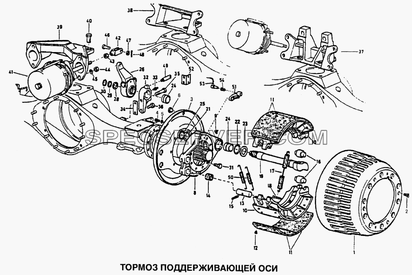 Тормоз поддерживающей оси для Howo (список запасных частей)