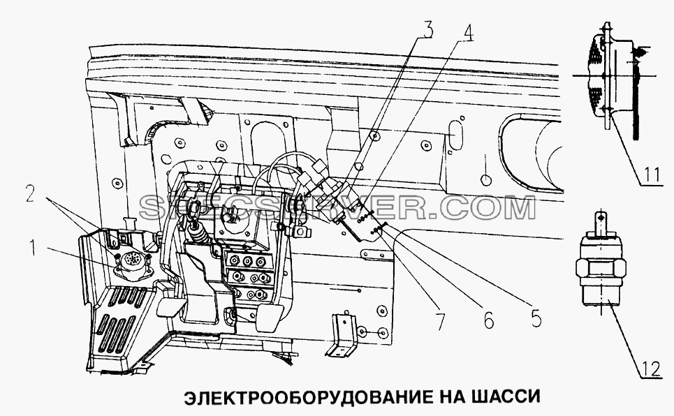 Электрооборудование на шасси для Howo (список запасных частей)