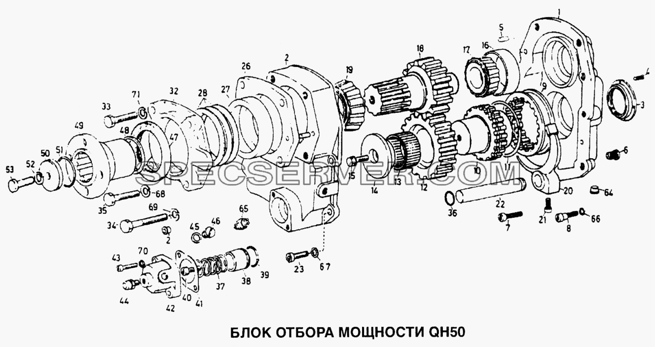 Блок отбора мощности QH50 для Howo (список запасных частей)