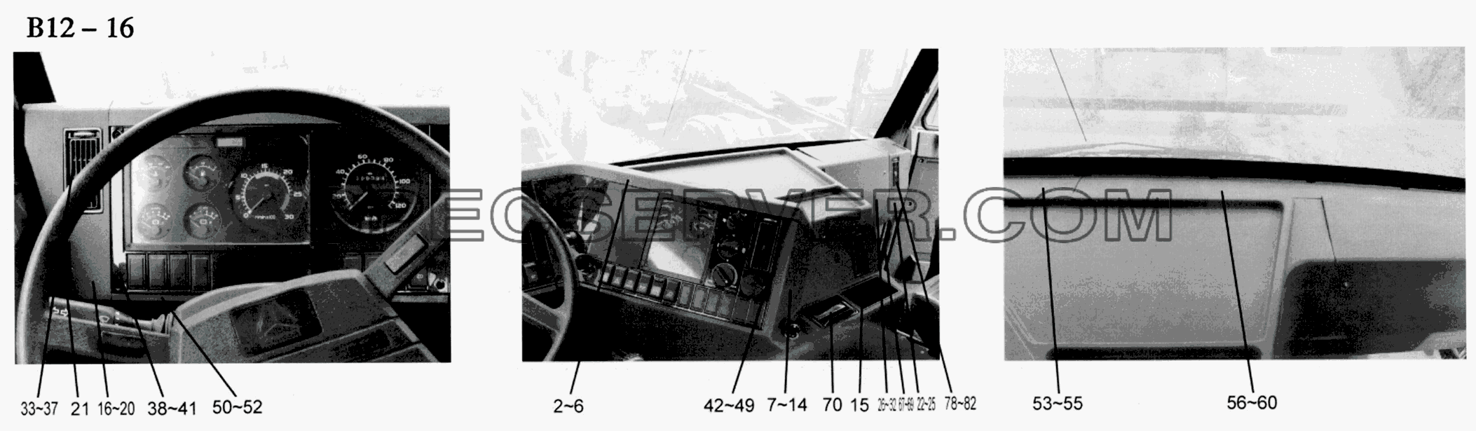 DASHBOARD FOR DRIVE LEFT (B12-16) для Sinotruk 4x2 Tractor (371) (список запасных частей)