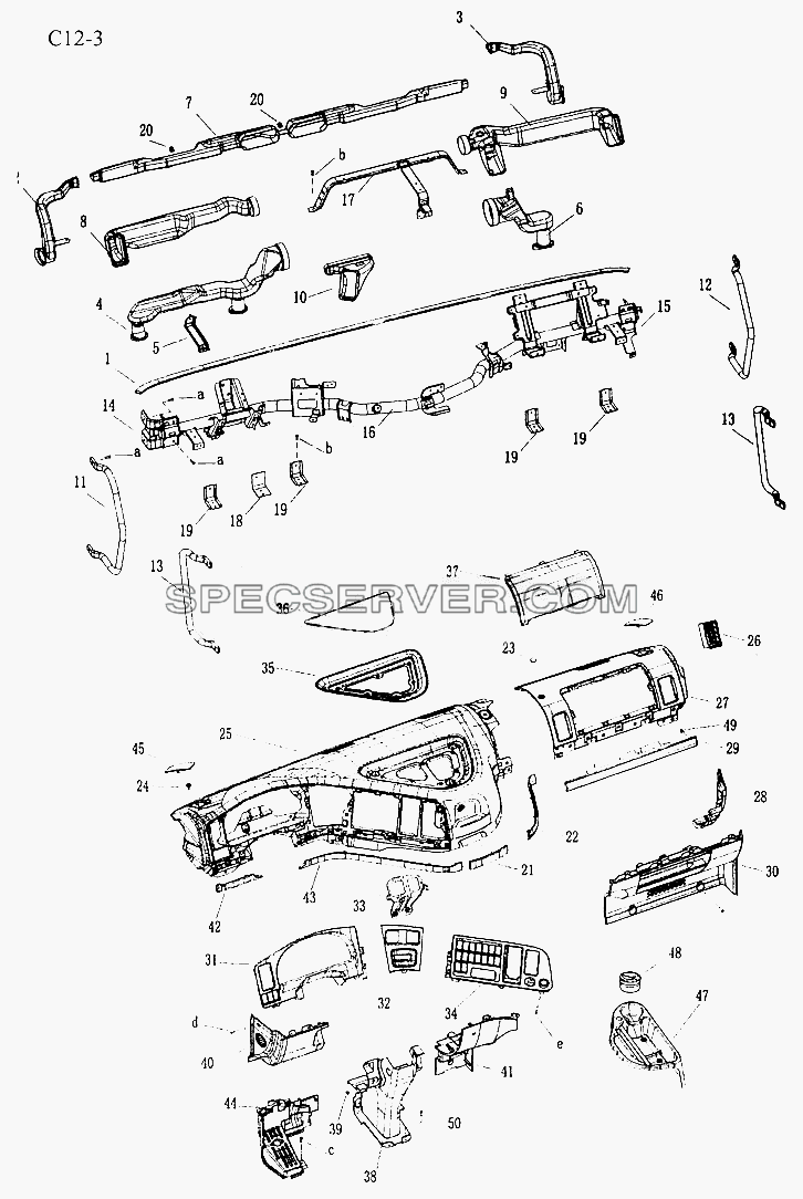 DASHBOARD (C12-3) для Sinotruk 4x2 Tractor (371) (список запасных частей)