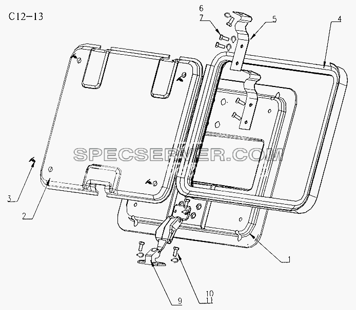 ROOF FLAP (C12-13) для Sinotruk 4x2 Tractor (371) (список запасных частей)