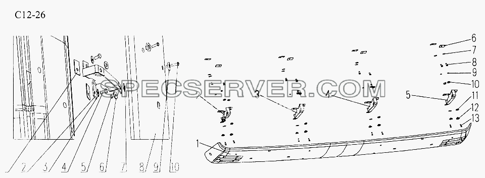 SUN VISOR (C12-26) для Sinotruk 4x2 Tractor (371) (список запасных частей)