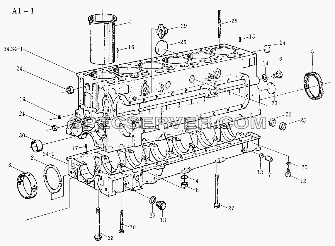 WD615 CRANK CASE (A1-1) для Sinotruk 4x2 Tractor (371) (список запасных частей)