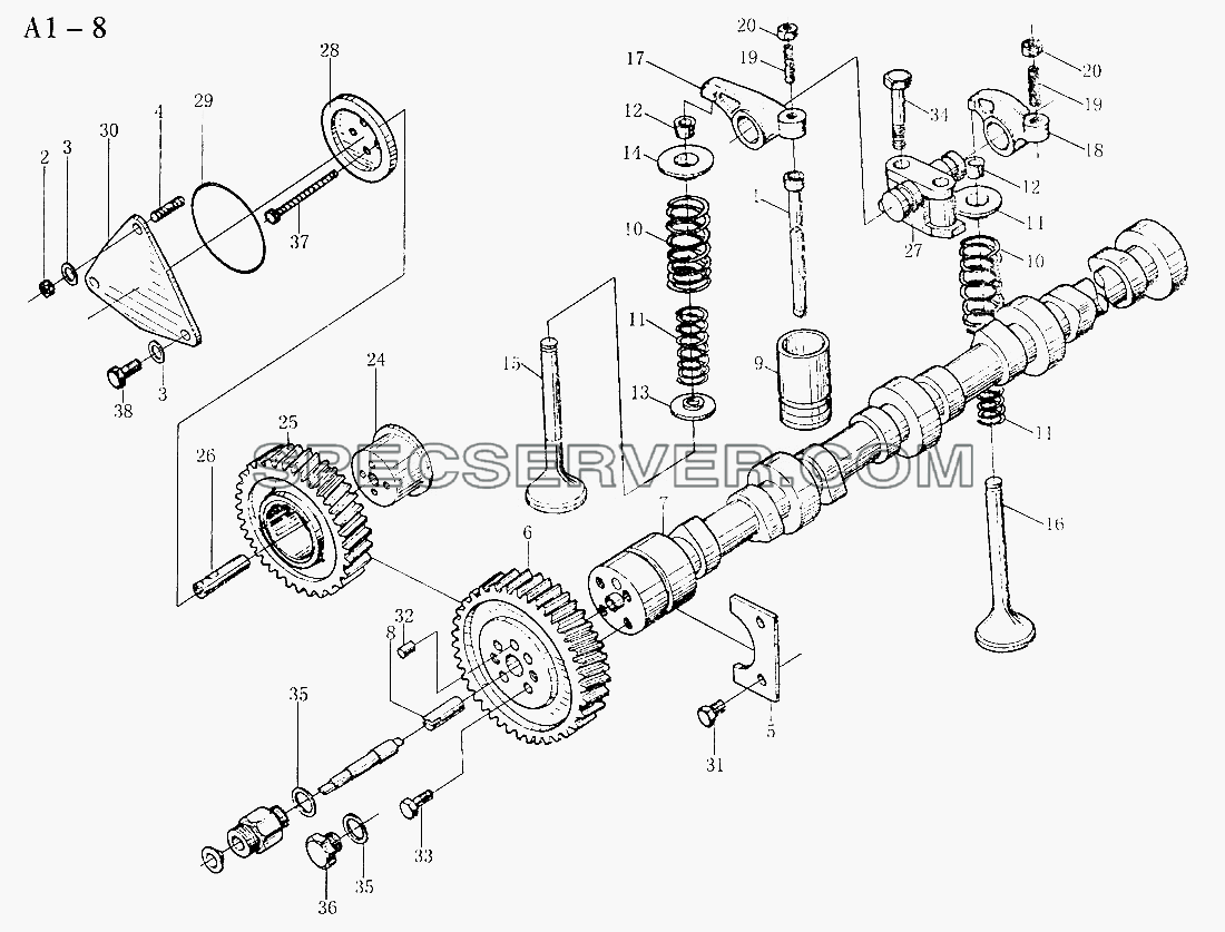 WD615 VALVE DISTRIBUTING MECHANISM (A1-8) для Sinotruk 4x2 Tractor (371) (список запасных частей)