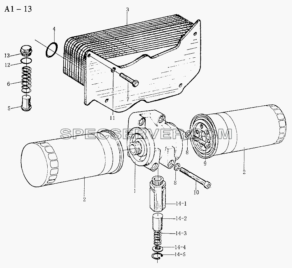 WD615 OIL PUMP, OIL FILTER II (A1-13) для Sinotruk 4x2 Tractor (371) (список запасных частей)