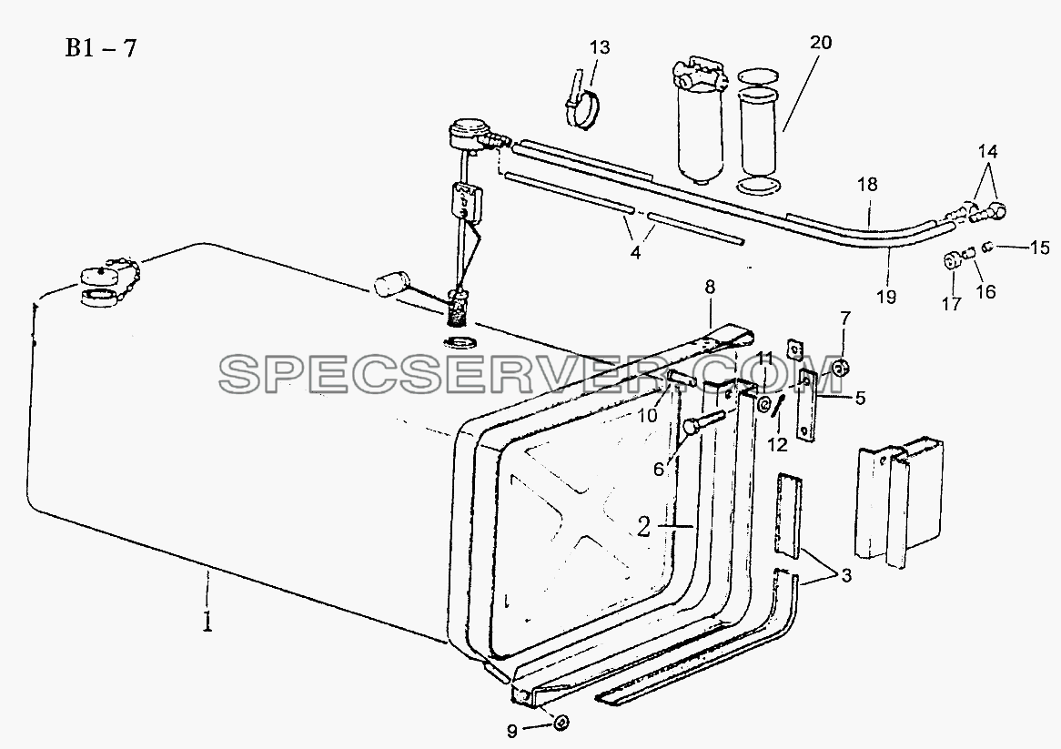 400L FUEL TANK (B1-7) для Sinotruk 4x2 Tractor (371) (список запасных частей)