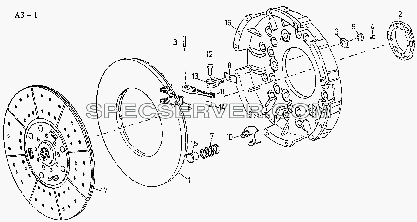 Ф420mm CLUTCH (A3-1) для Sinotruk 4x2 Tractor (371) (список запасных частей)