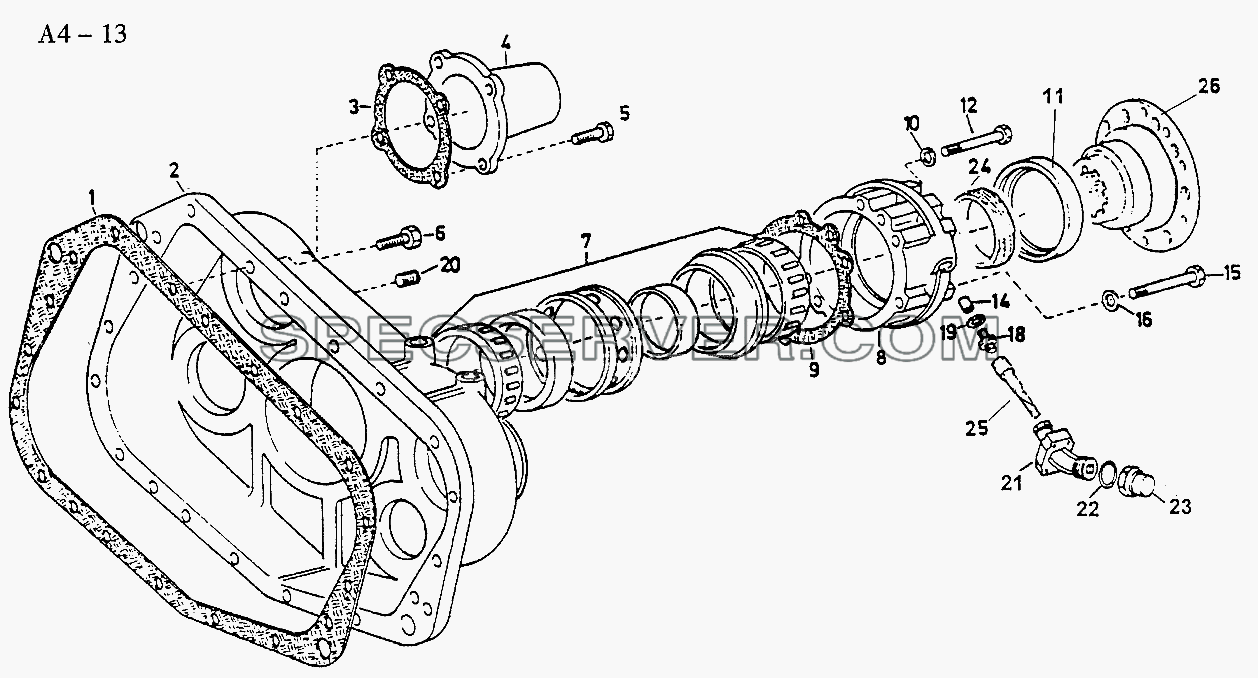 Fuller REAR COVER (A4-13) для Sinotruk 4x2 Tractor (371) (список запасных частей)