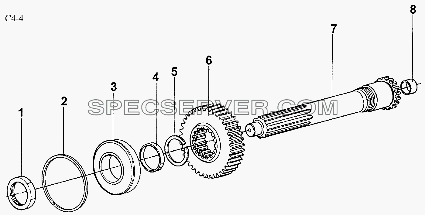 9JS150T CLUTCH SHAFT (C4-4) для Sinotruk 4x2 Tractor (371) (список запасных частей)