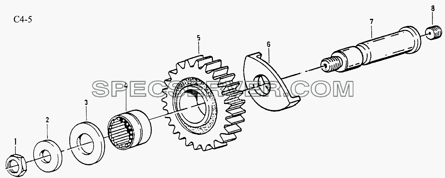 9JS150T REVERSE SHAFT (C4-5) для Sinotruk 4x2 Tractor (371) (список запасных частей)