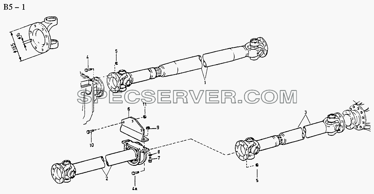 4x2, 6x2 PROPELLER SHAFTS 266/F50/4x2 (B5-1-8) для Sinotruk 4x2 Tractor (371) (список запасных частей)