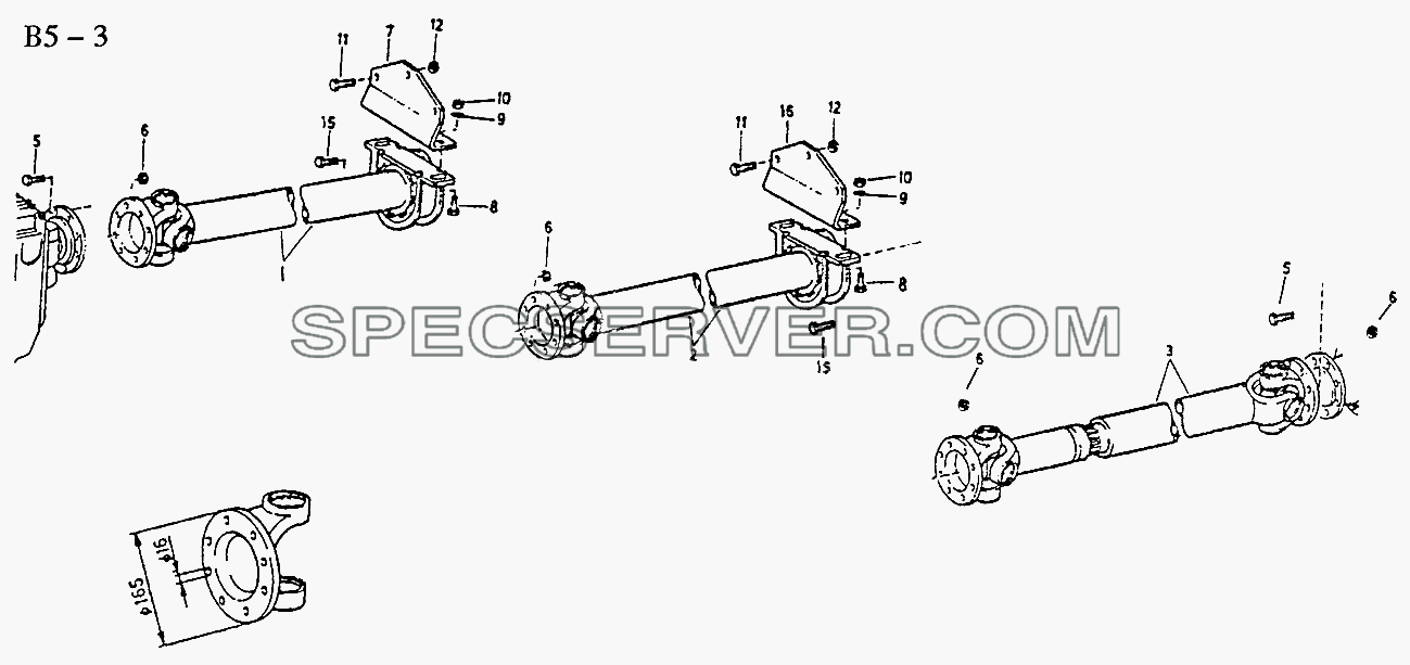 4x2 PROPELLER SHAFTS FOR LONG WHEEL BASE 266, 290/N60/4x2 (Fuller gearbox) (B5-3-2) для Sinotruk 4x2 Tractor (371) (список запасных частей)