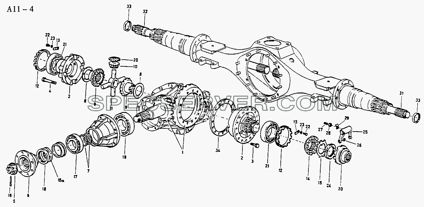 REAR AXLE DRIVE (A11-4) для Sinotruk 4x2 Tractor (371) (список запасных частей)