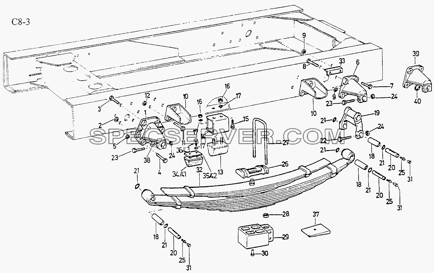 4x2 REAR SPRING (C8-3) для Sinotruk 4x2 Tractor (371) (список запасных частей)