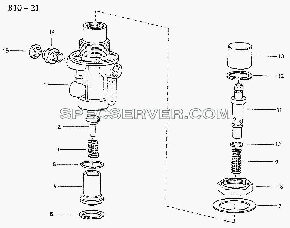 PUSHBUTTON VALVE (B10-21) для Sinotruk 4x2 Tractor (371) (список запасных частей)