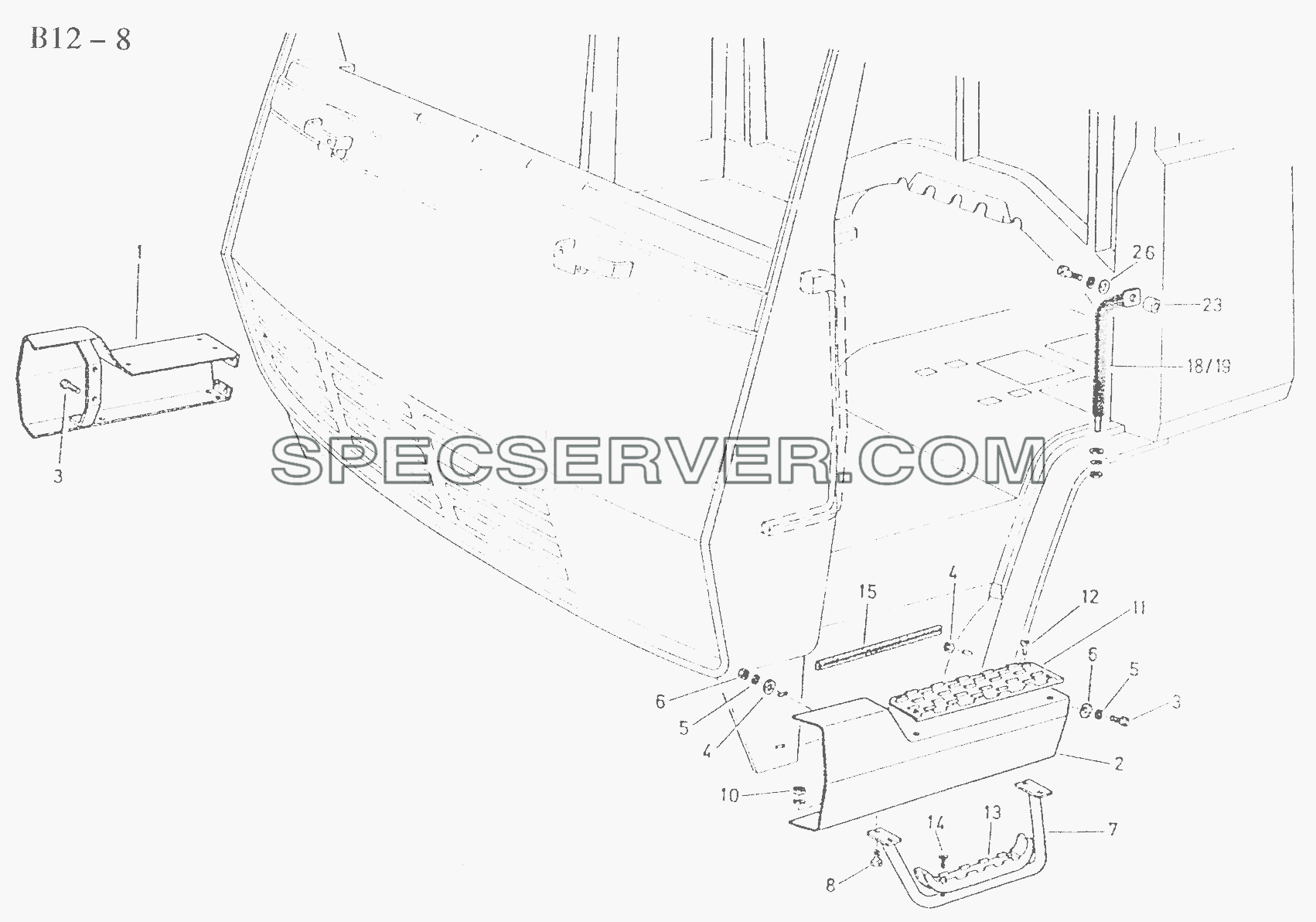STEP FOR S CAB (B12-8) для Sinotruk 6x4 Tipper (290) (список запасных частей)