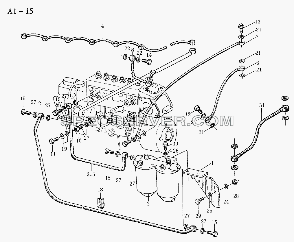 WD615 FUEL LINE (A1-15) для Sinotruk 6x4 Tipper (290) (список запасных частей)
