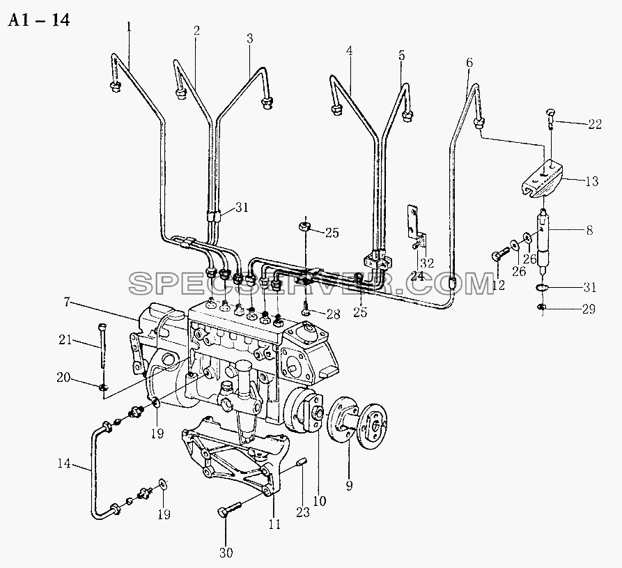 WD615 INJECTION PUMP, INJECTION LINES (A1-14) для Sinotruk 6x4 Tipper (290) (список запасных частей)