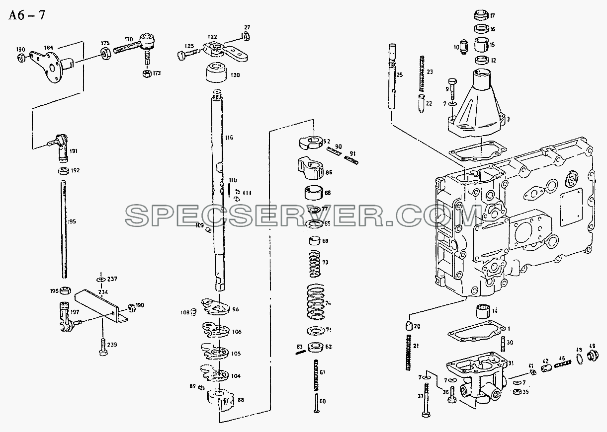 5S-111GP, 5S-150GP, 4S-130GP SHIFTING DEVICE (A6-7) для Sinotruk 6x4 Tipper (290) (список запасных частей)