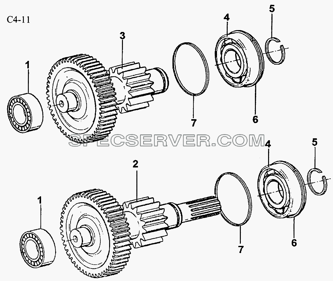 9JS150T AUX. GEARBOX LAY SHAFT (C4-11) для Sinotruk 6x4 Tipper (290) (список запасных частей)