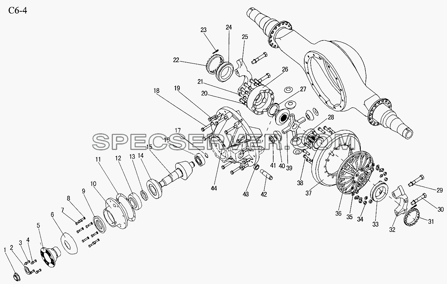 REAR AXLE DRIVE (C6-4) для Sinotruk 6x4 Tipper (290) (список запасных частей)