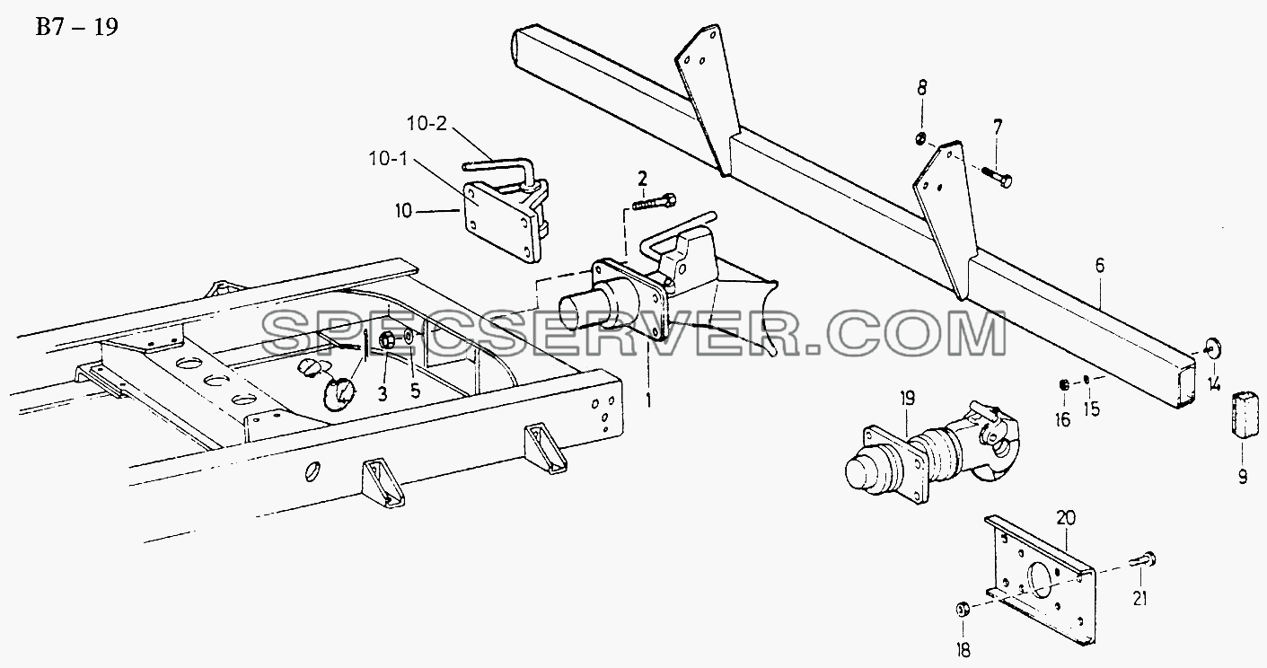 BOTTOM PROTECTION, TRAILER COUPLING (B7-19) для Sinotruk 6x4 Tipper (290) (список запасных частей)