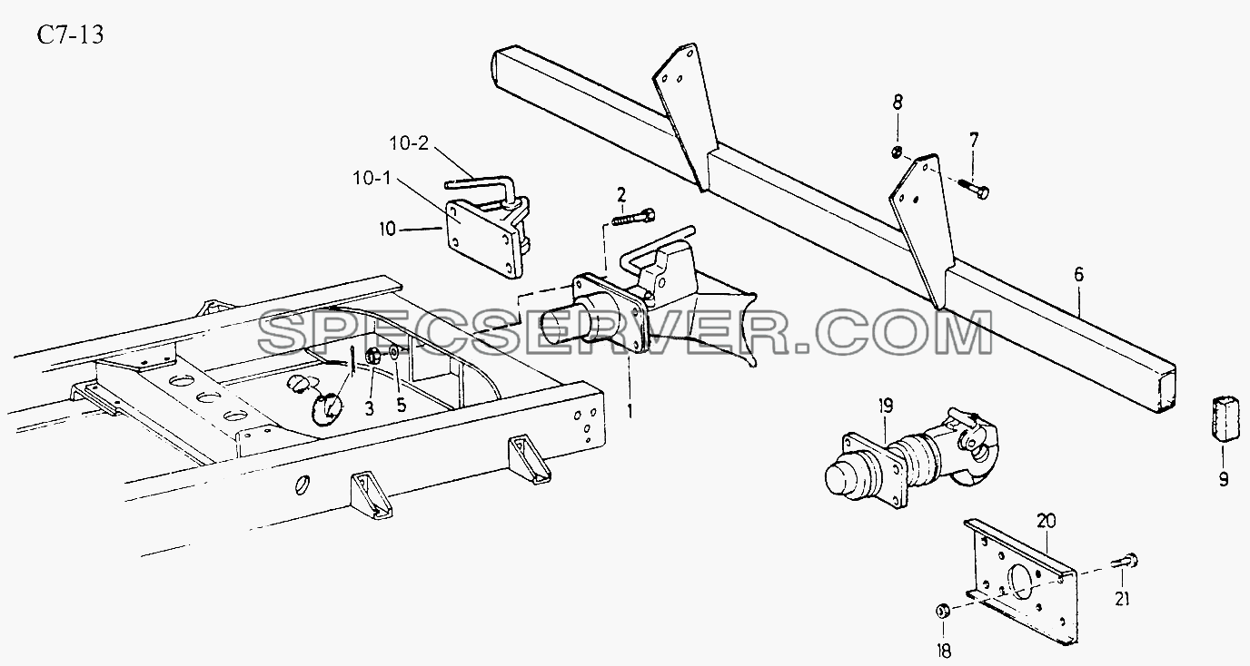 BOTTOM PROTECTION, TRAILER COUPLING (C7-13) для Sinotruk 6x4 Tipper (290) (список запасных частей)