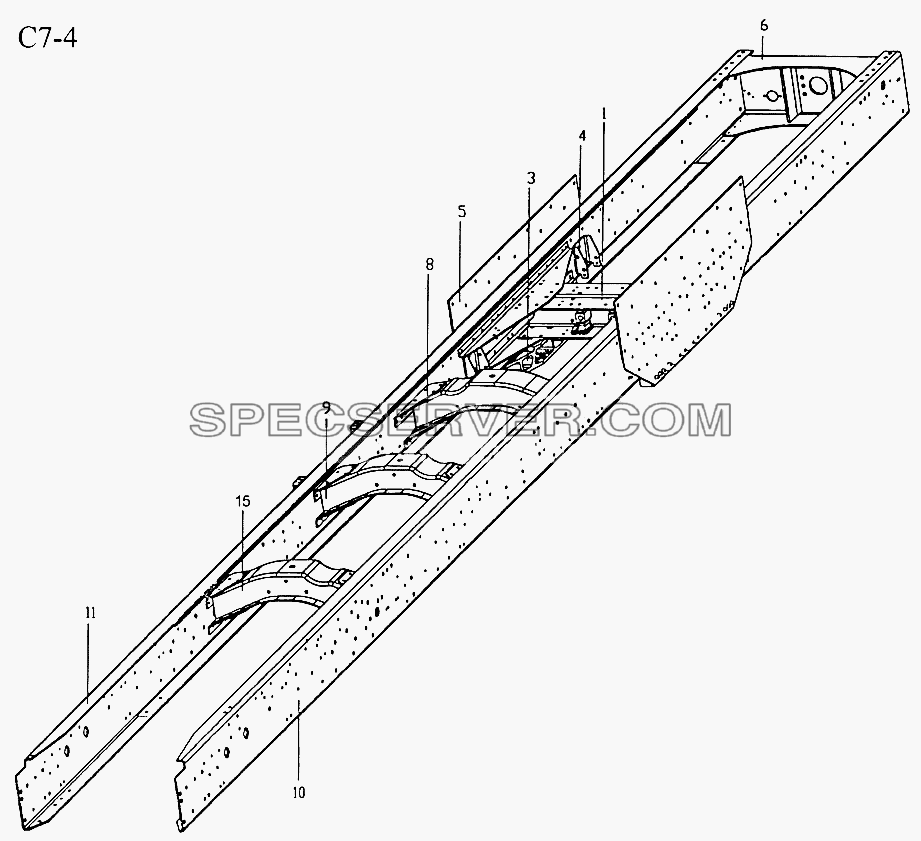 CHASSIS FRAME FOR 6x4 TIPPER TRUCK (C7-4) для Sinotruk 6x4 Tipper (290) (список запасных частей)