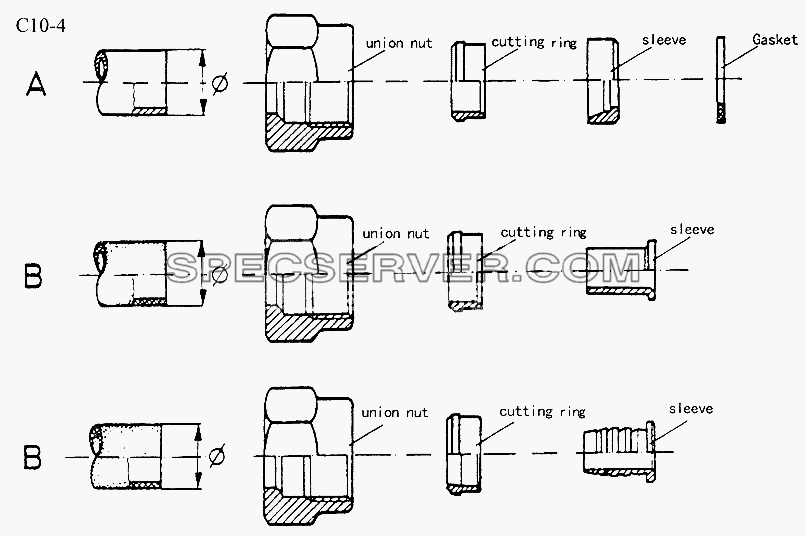 CONNECTOR FOR LINE B (C10-4-2) для Sinotruk 6x4 Tipper (290) (список запасных частей)