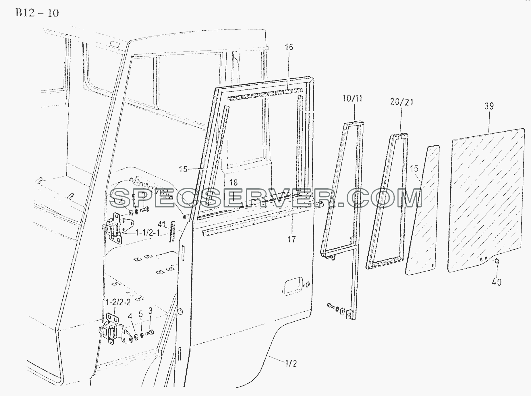 DOOR, GLASS AND VENT WINDOW (B12-10) для Sinotruk 6x4 Tipper (336) (список запасных частей)