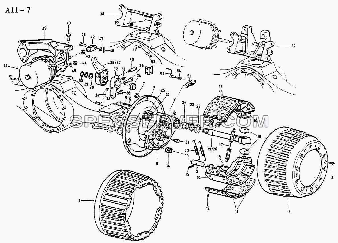 REAR BRAKE (A11-7) для Sinotruk 6x4 Tipper (336) (список запасных частей)