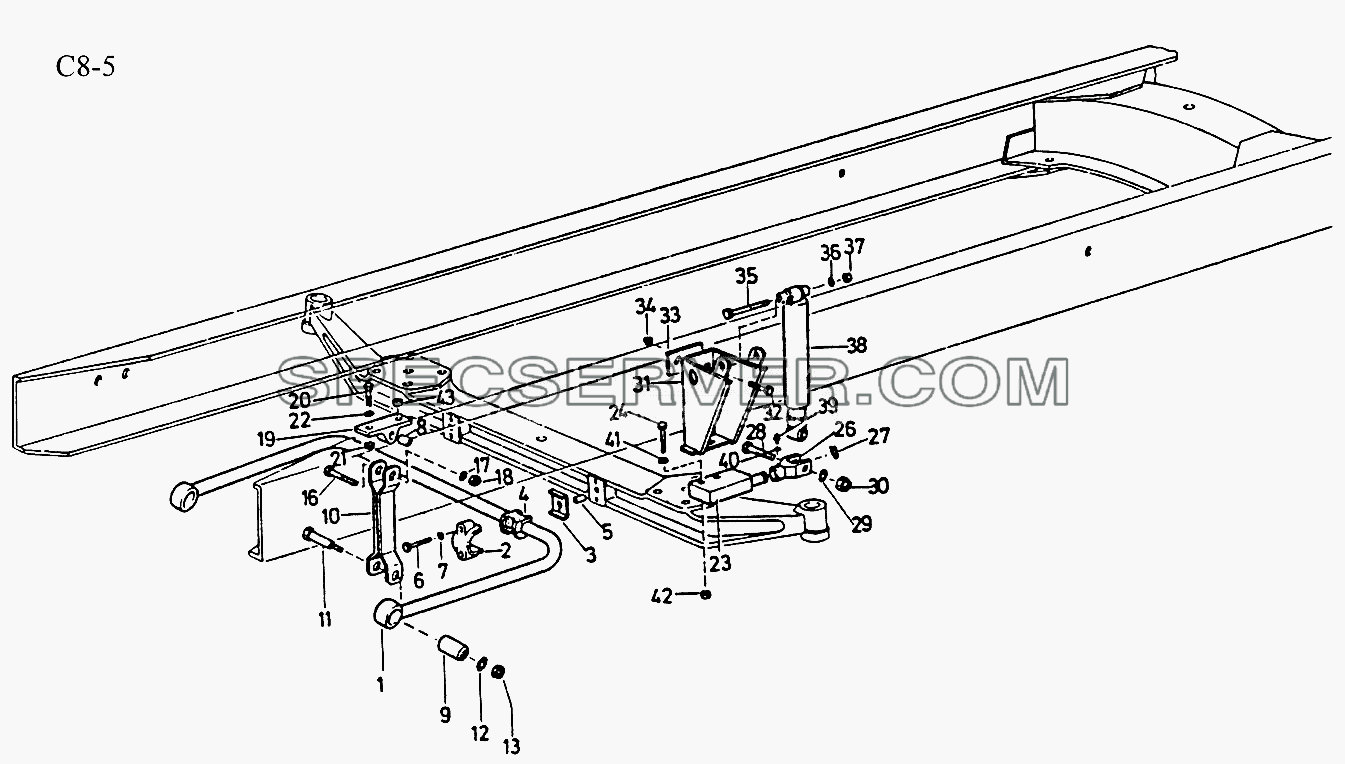 4x2, 6x4 STABLIZER, SHOCK ABSORBER FRONT (C8-5) для Sinotruk 6x4 Tipper (336) (список запасных частей)