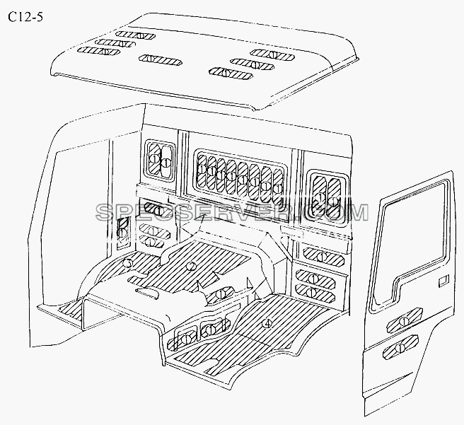 SOUNDPROOF FOR STANDARD CAB (C12-5) для Sinotruk 6x4 Tipper (371) (список запасных частей)